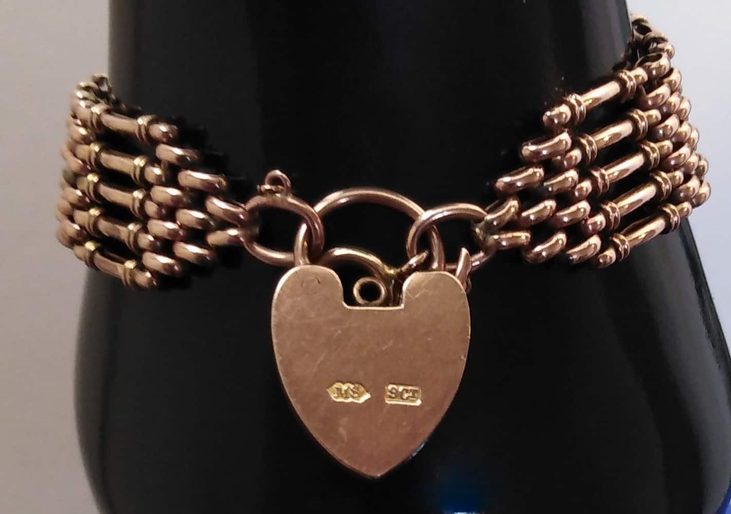 Edwardian 9ct Rose Gold 5 Bar Gate Bracelet
